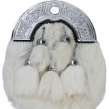 White Rabbit Fur Sporran With Five Tassels - Full Dress tassels