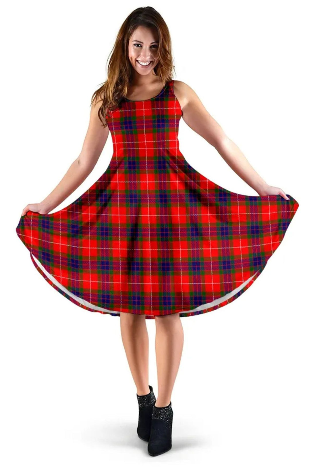 Women's Plaid Midi Dress (Ferguson Weathered Tartan) | Scottish Kilt Women's Plaid Midi Dress (Ferguson Weathered Tartan) | Scottish Kilt