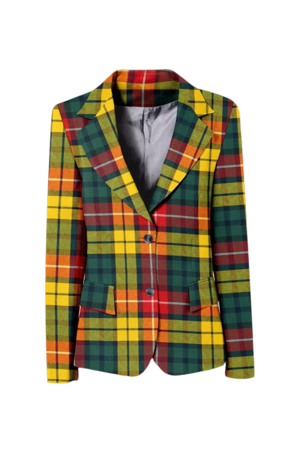 Women's Tartan Jacket 2 Button Fastening