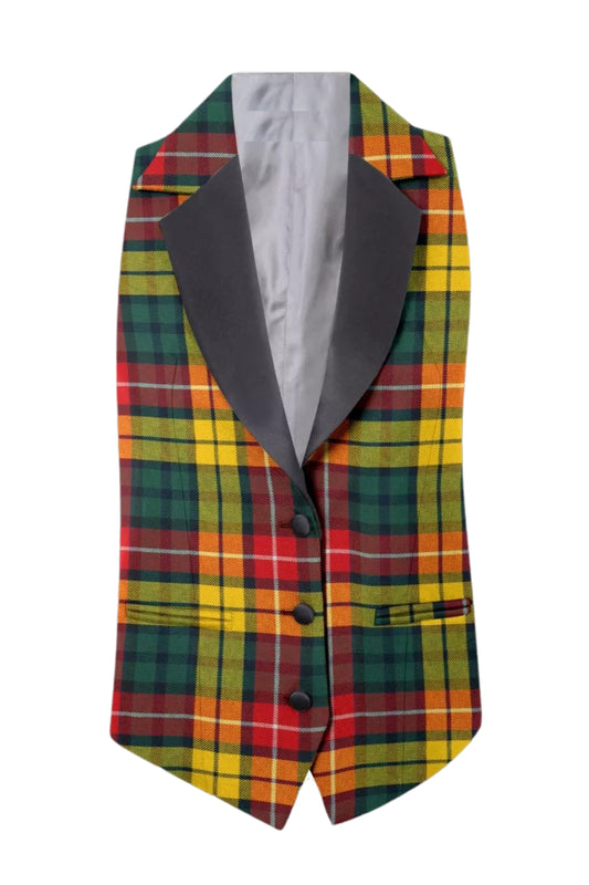 Buchanan Women's Tartan Waistcoat with Lapels