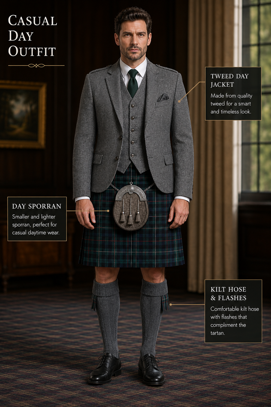 Casual Tweed Kilt Outfit