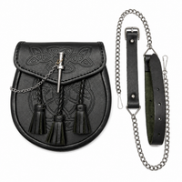 Black Celtic Embossed Pin lock Leather Sporran