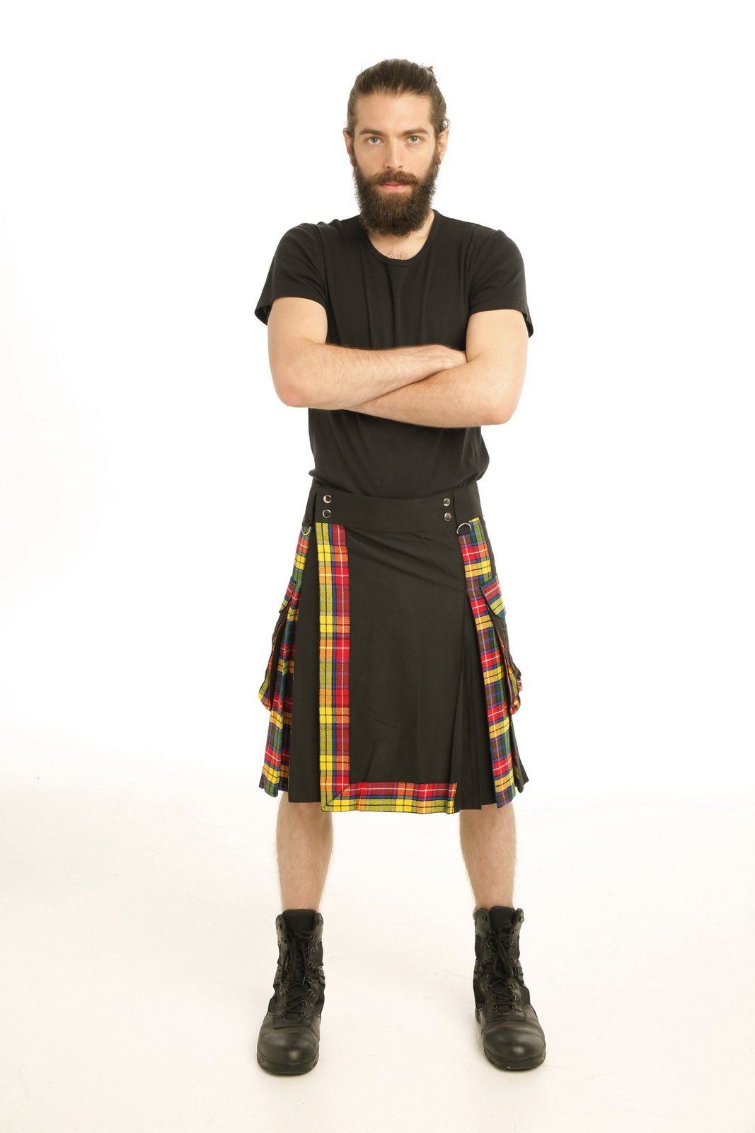 Black With Buchnan Tartan Kilt For Sale