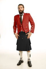 Red Casual Prince Charlie Kilts Outfit