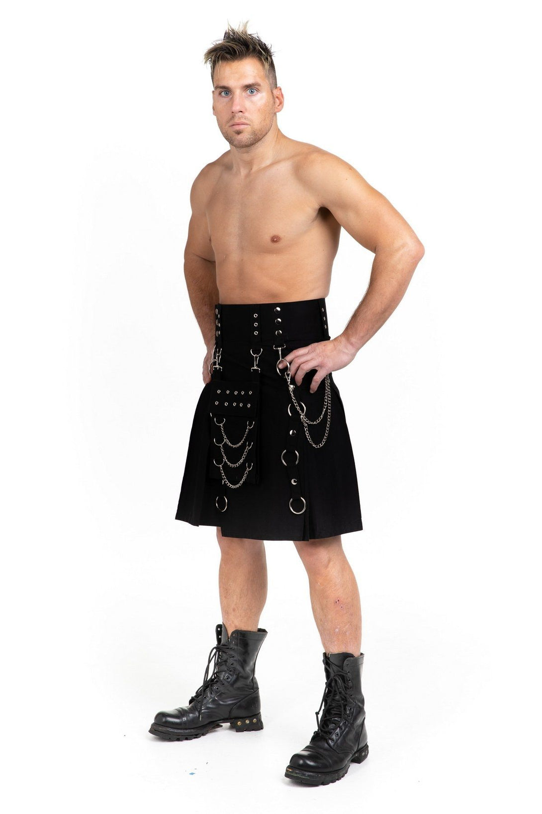 Cybergoth Riveted Kilt - Right Side View