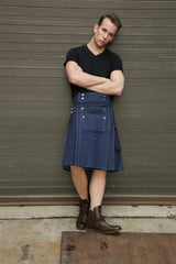 Denim Kilt for Rough & Tough Men - Front View