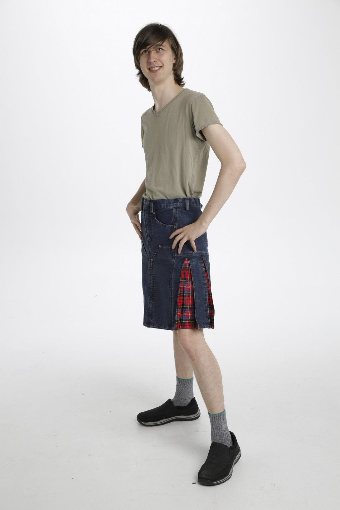 Denim Tartan Hybrid Pant Kilt - Left Side view