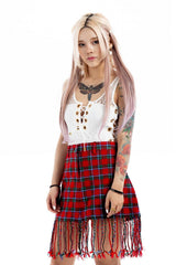 Fringe Tartan Skirt - right side view