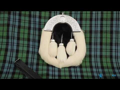 Black & White Rabbit Fur Sporran with Celtic Cantle