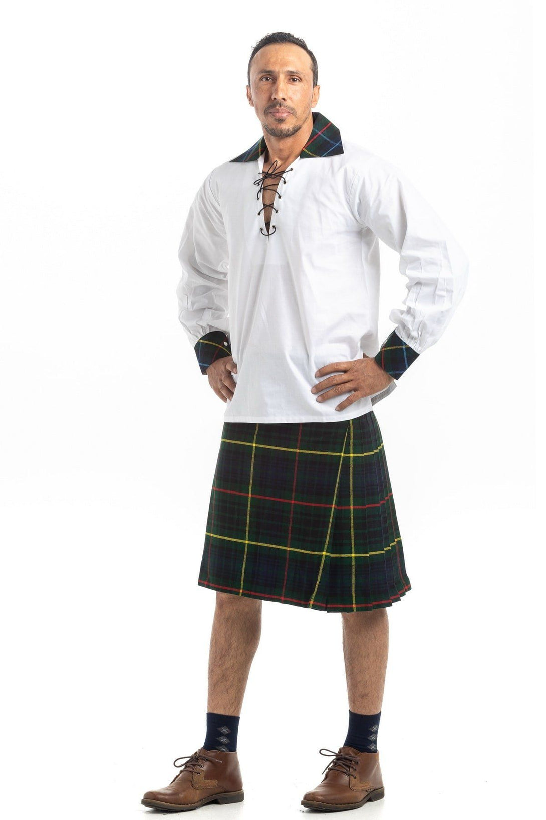 stewart hunting tartan kilt - side view