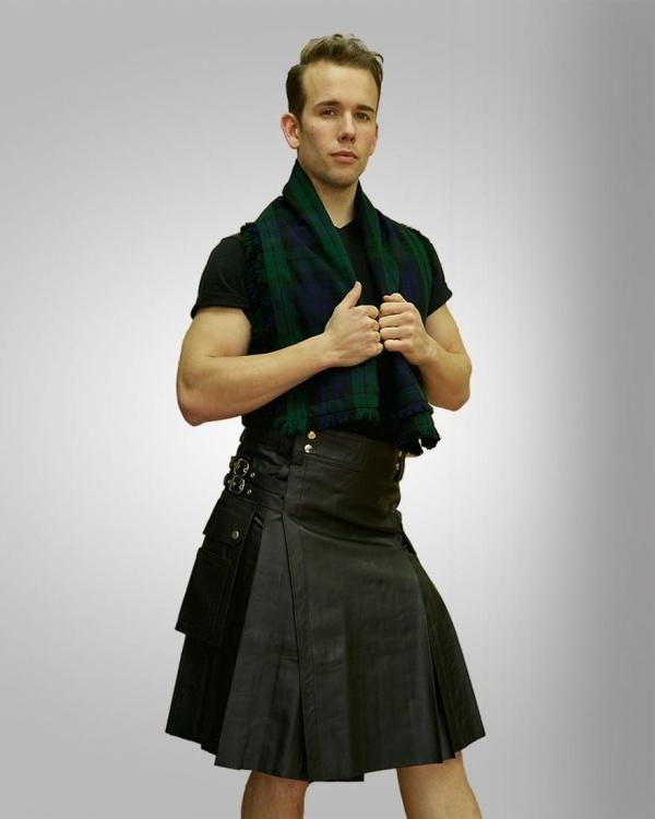 Leather Kilt With Twin Cargo Pockets