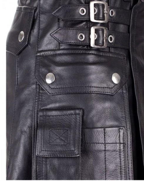 Leather Kilt With Twin Cargo Pockets | Scottish Kilt™