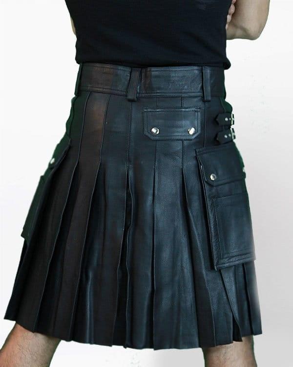 Leather Kilt With Twin Cargo Pockets | Scottish Kilt™
