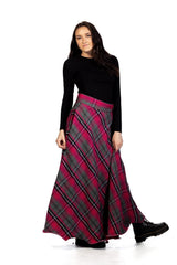 AIlsa pink Tartan Women long skirt