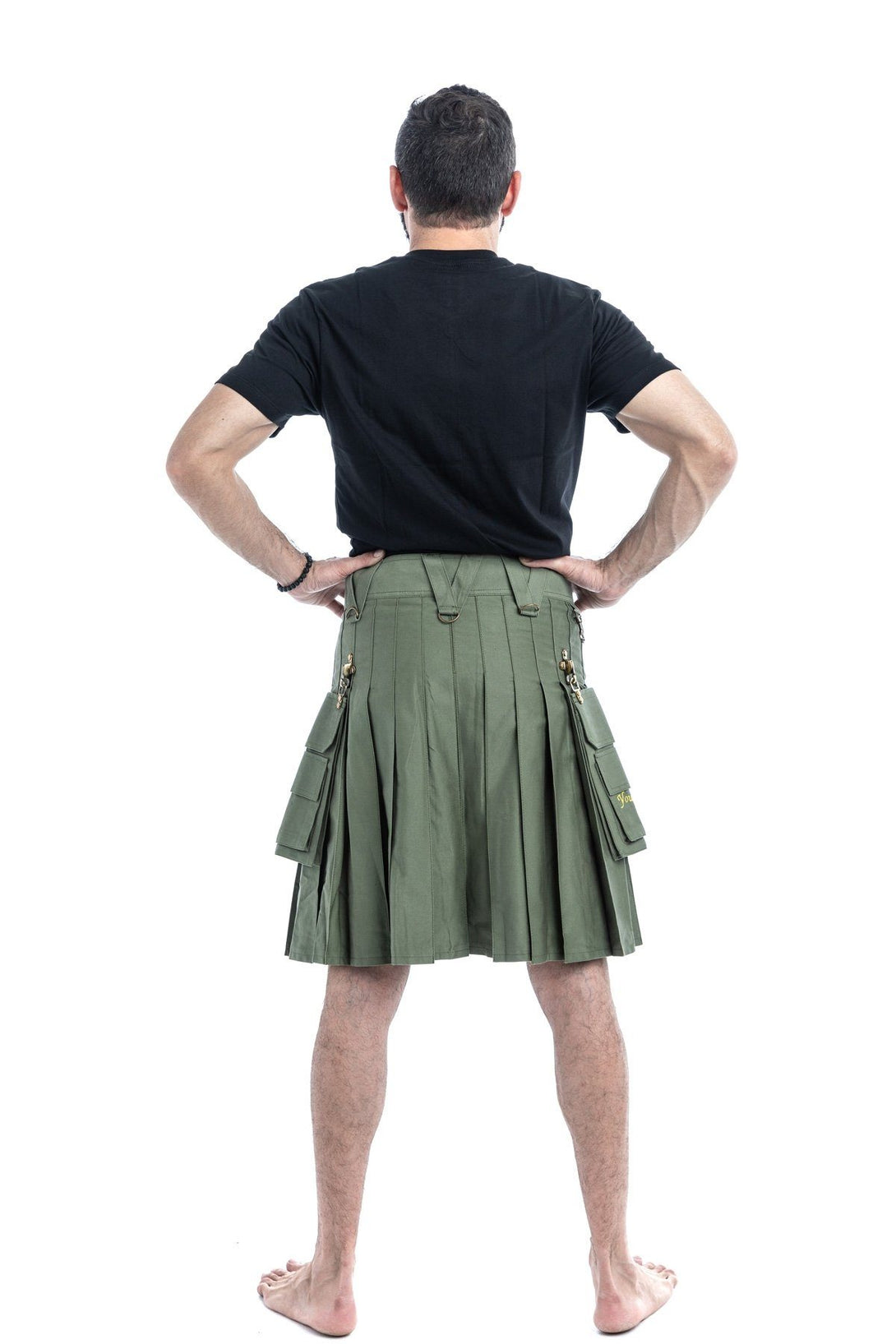 Modern Gothic Kilt with Silver Chains - Back Side View