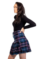 Pleated mini tartan skirt