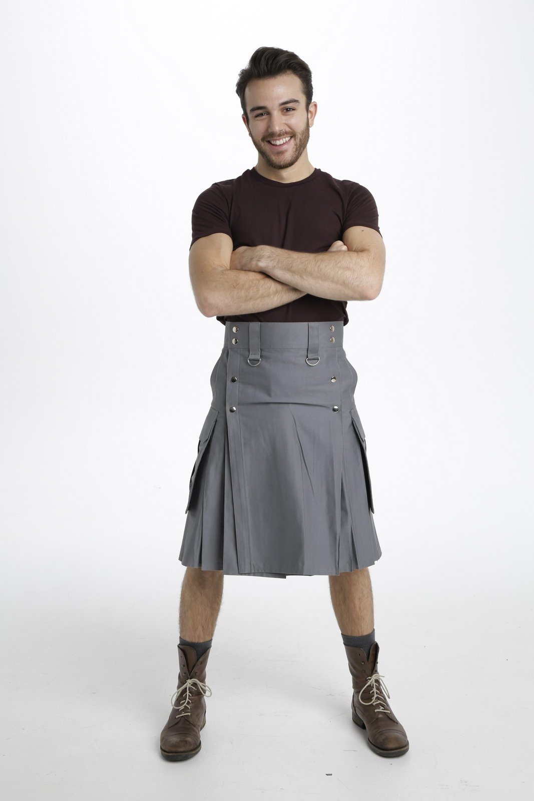 Slash Pocket Kilt for Elegant Men - Front Side View