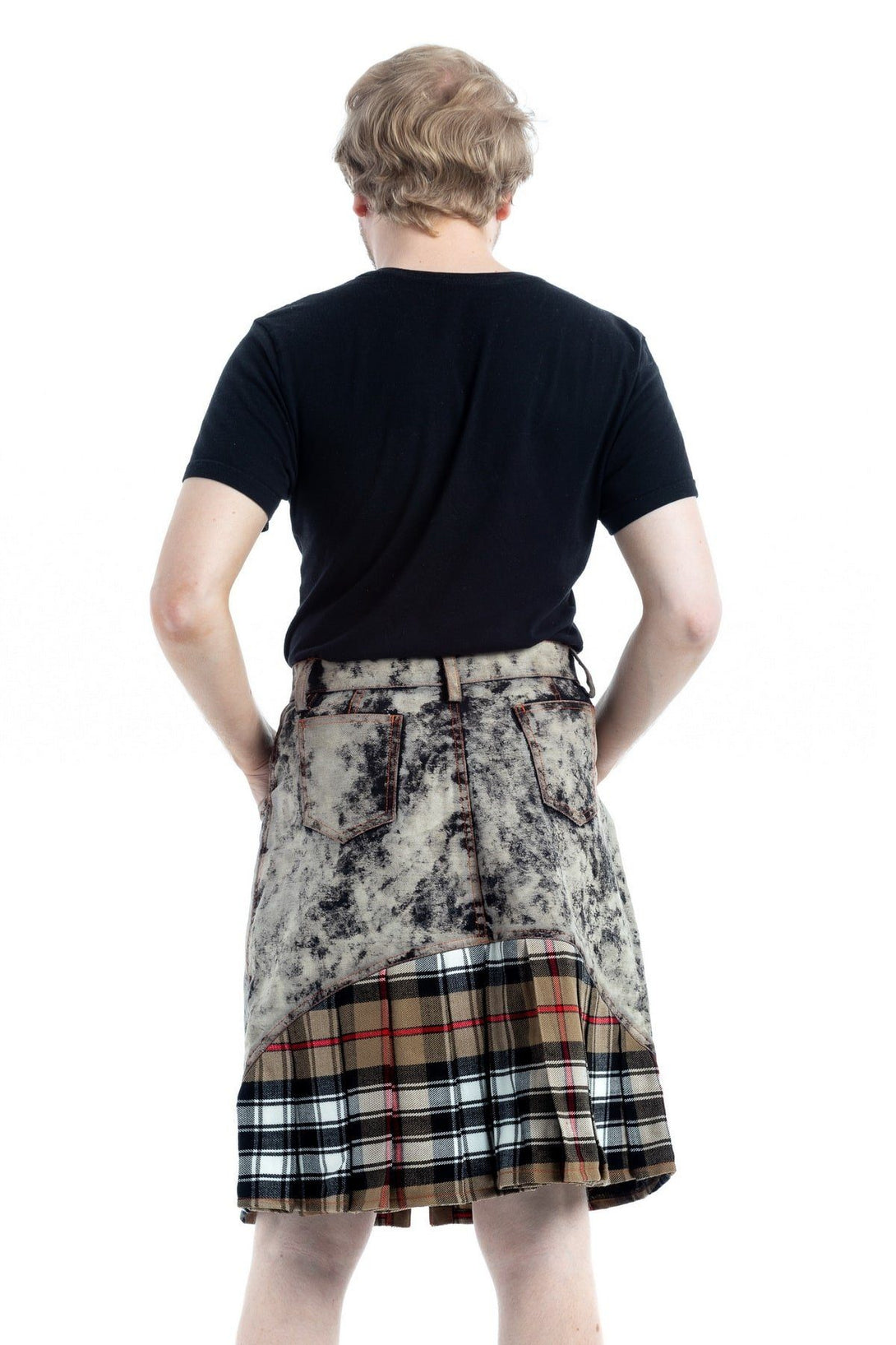 Washed Denim Tartan Kilt