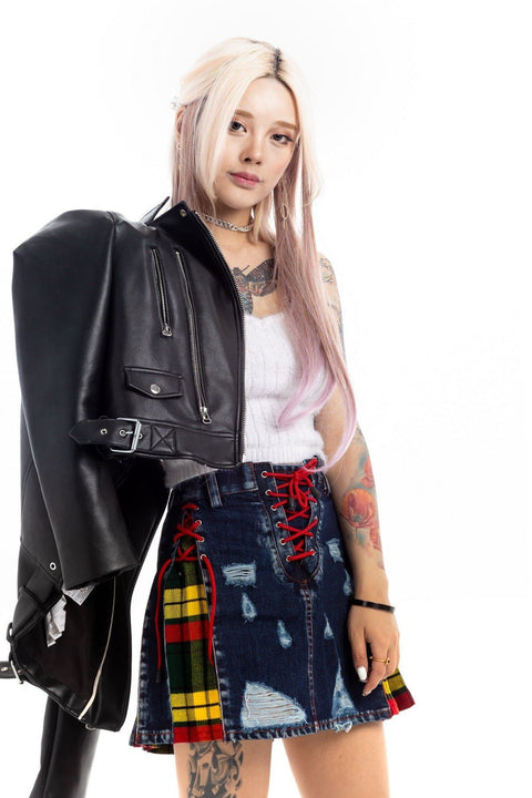 BUY STYLISH DENIM TARTAN SKIRT