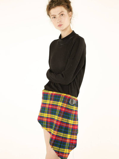 V-Cut Tartan Skirt