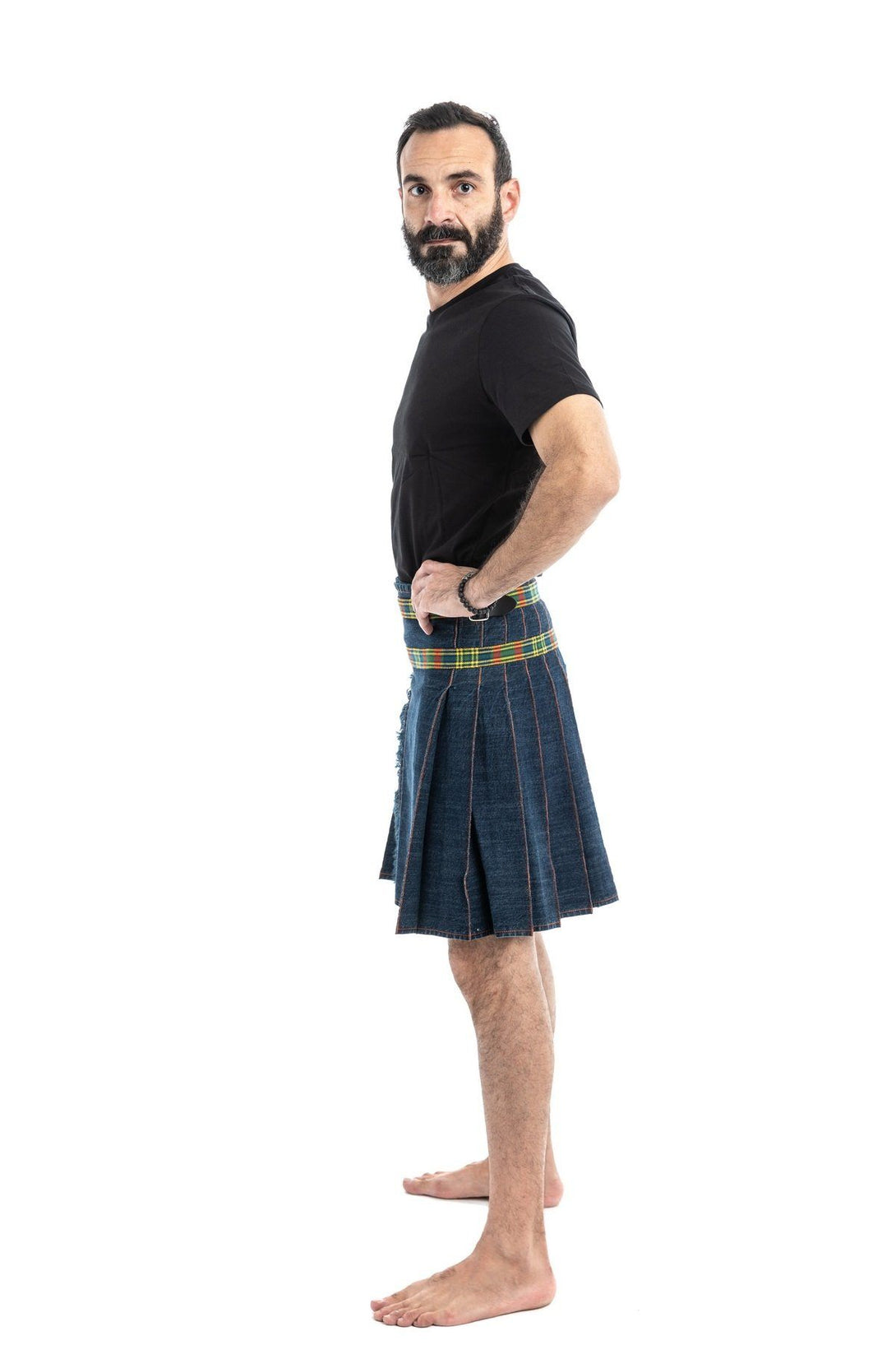 Washed Denim Tartan kilt