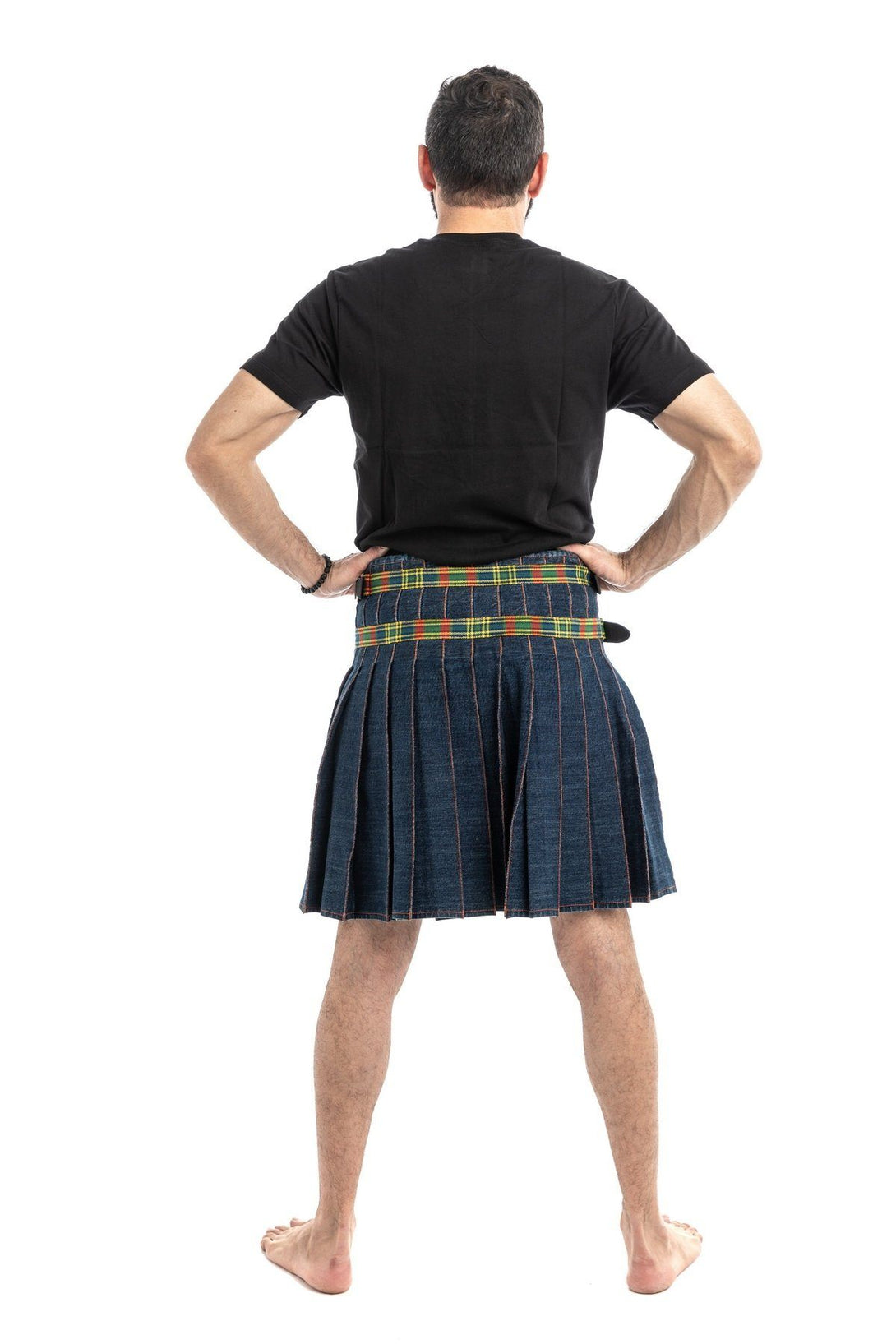 Washed Denim Tartan hybrid Kilt