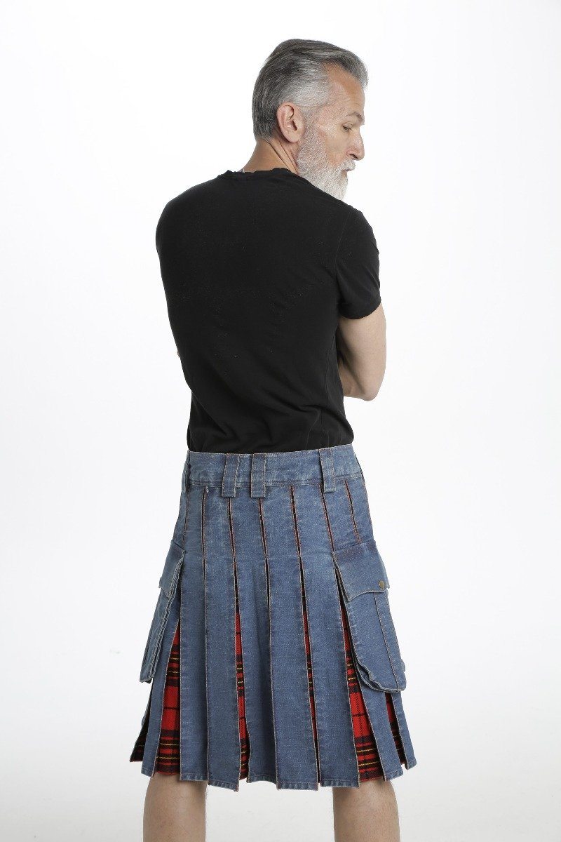 Blue Denim Hybrid kilt - Back Side View