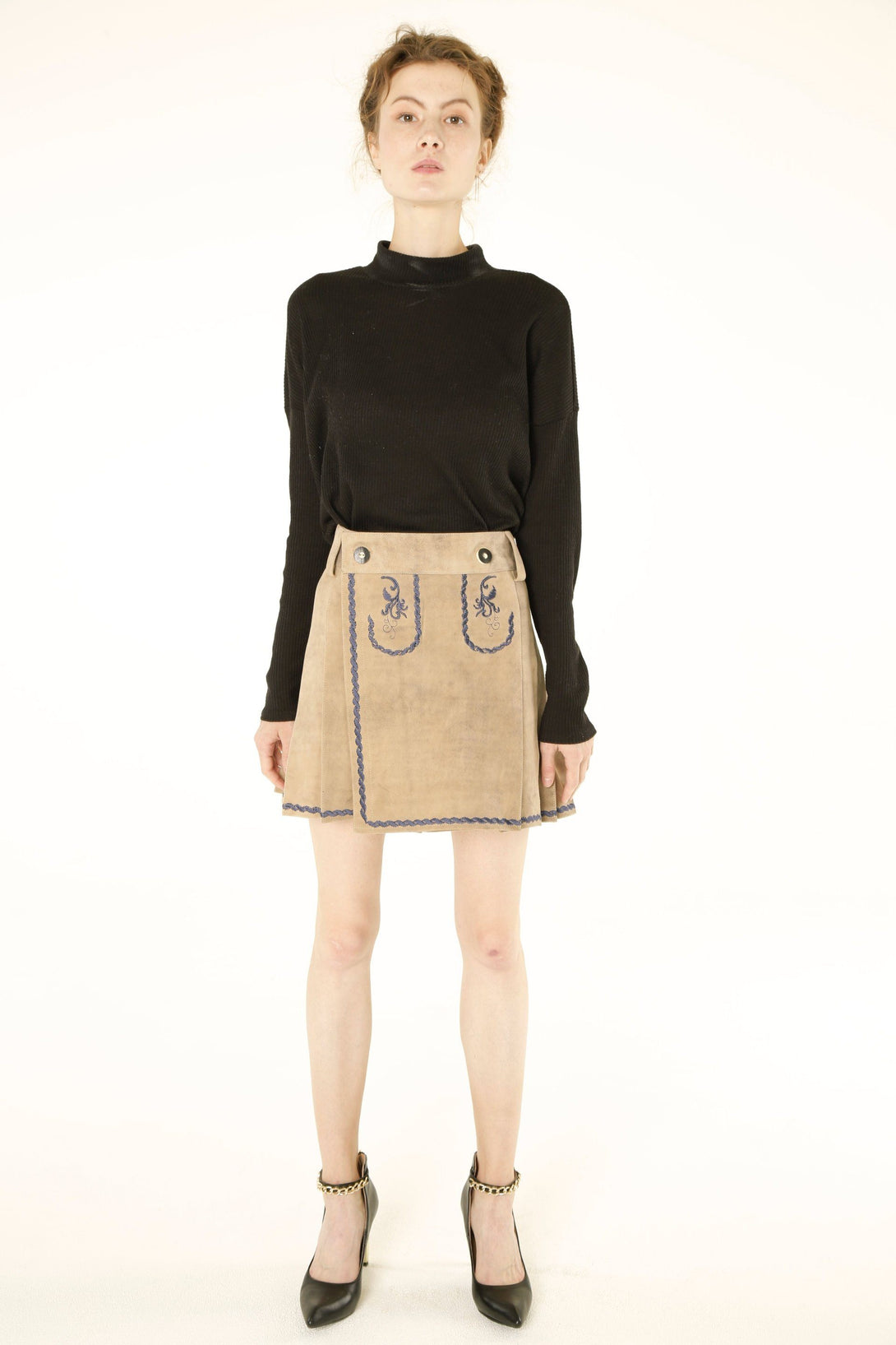 Women Bavarian Leather Skirt-front