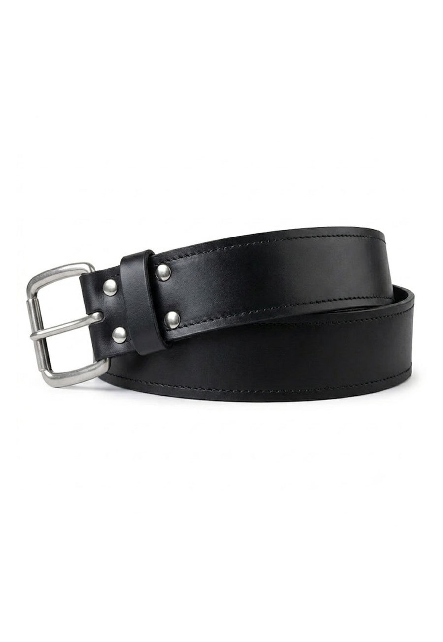 Black Leather Utility Kilt Belt Plain