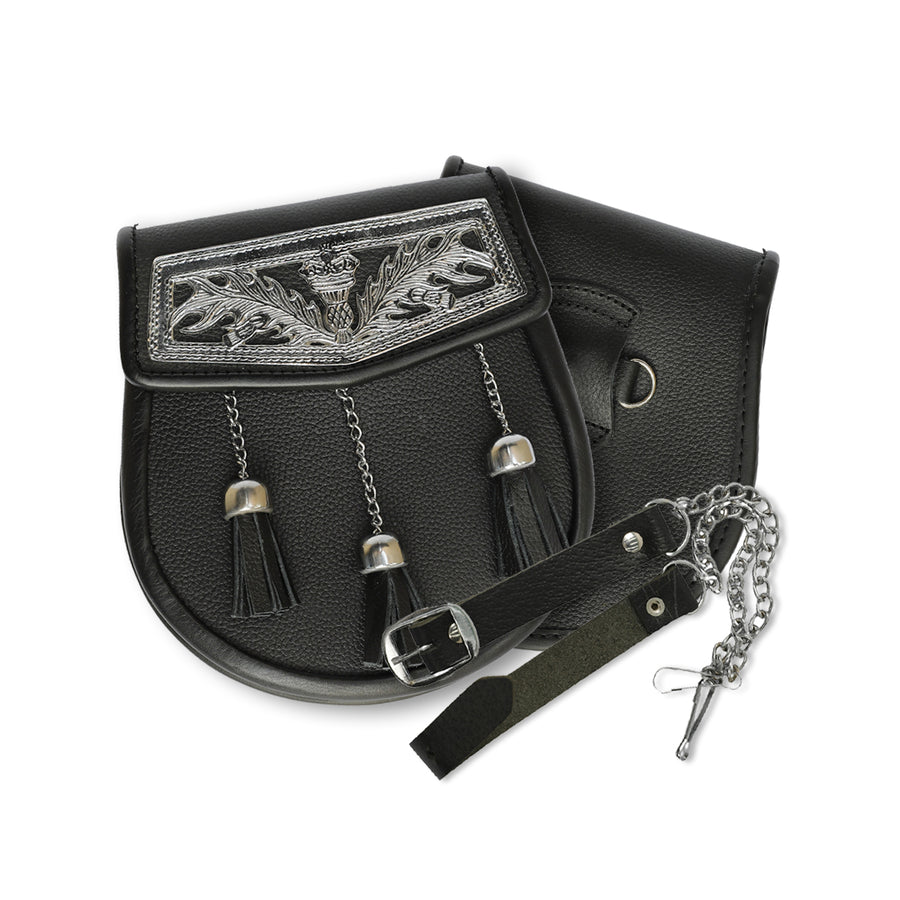 Celtic Cantle Leather Semi Dress Sporran