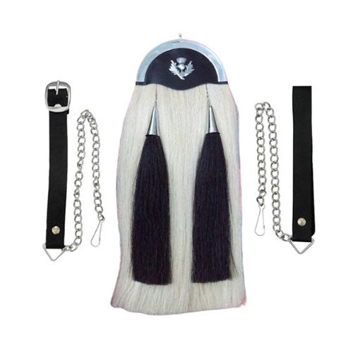 Patent Leather Drummer Horse Hair Sporran With Thistle