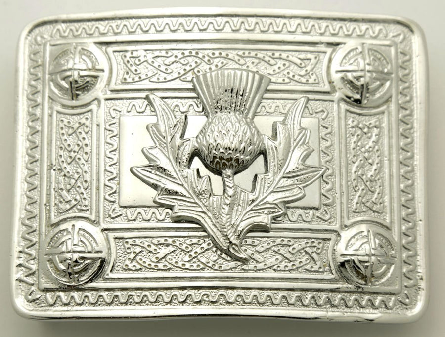 Celtic Knot With Thistle Mount Buckle For Kilt Belt